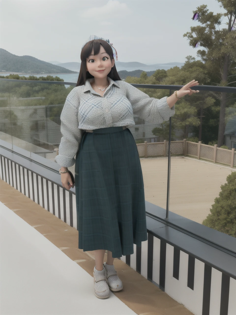 masterpiece, high quality best quality,1girl, bangs, beach, blue_sky, blush, bow, breasts, checkered, checkered_shirt, checkered_skirt, cloud, cloudy_sky, collarbone, day, envelope, giving, grass, hair_bow, heart, holding, holding_letter, horizon, incoming_gift, kazami_yuuka, leaning_forward, lens_flare, letter, light_rays, long_hair, looking_at_viewer, love_letter, mountain, mountainous_horizon, ocean, outdoors, plaid, plaid_background, plaid_bikini, plaid_bow, plaid_bowtie, plaid_bra, plaid_dress, plaid_headwear, plaid_jacket, plaid_legwear, plaid_necktie, plaid_neckwear, plaid_panties, plaid_pants, plaid_ribbon, plaid_scarf, plaid_shirt, plaid_skirt, plaid_vest, pov, shirt, skirt, sky, smile, solo, sun, sunbeam, sunlight, tree, unmoving_pattern