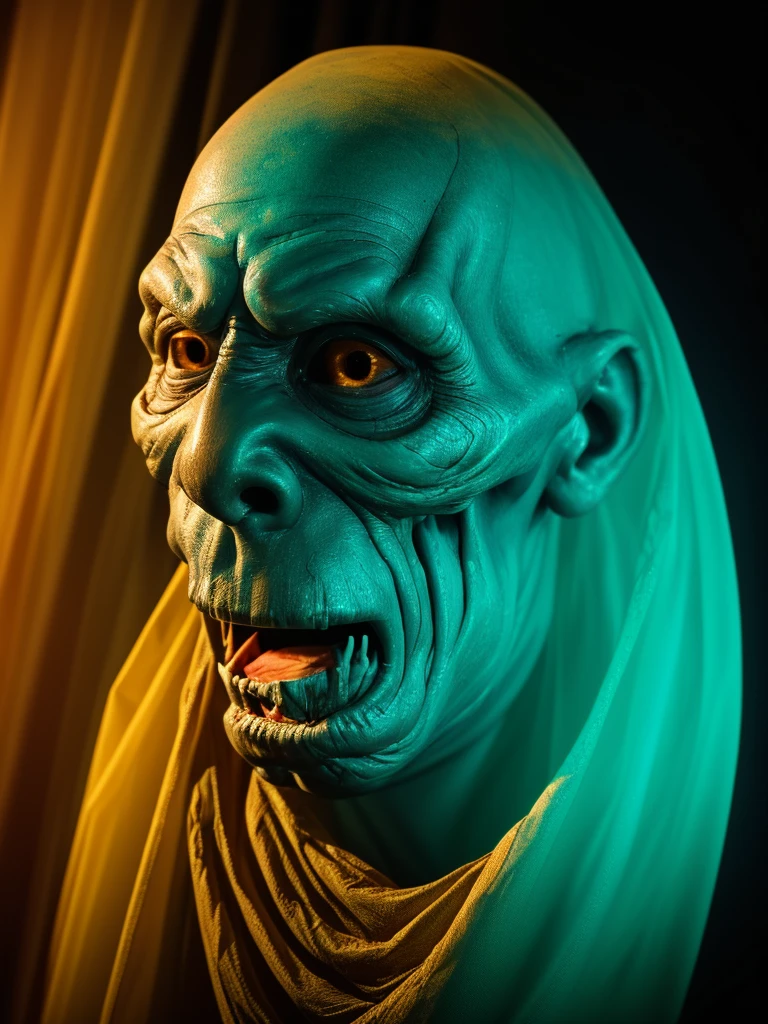 A scary monster in the dark, it has rotten translucent skin and empty eye sockets