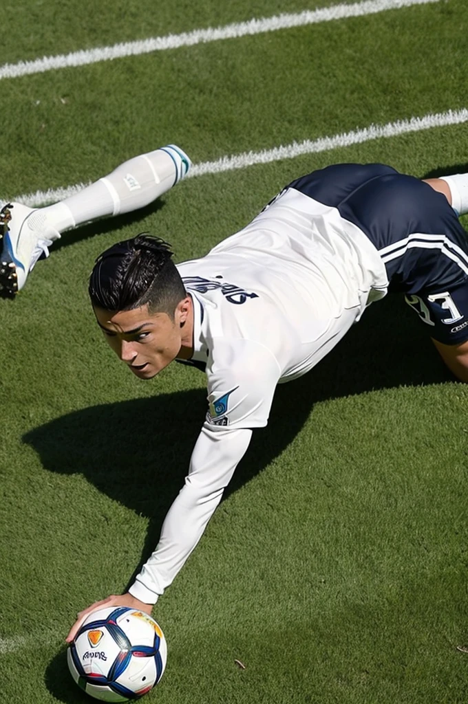 Cristiano Ronaldo gets kicked on all fours