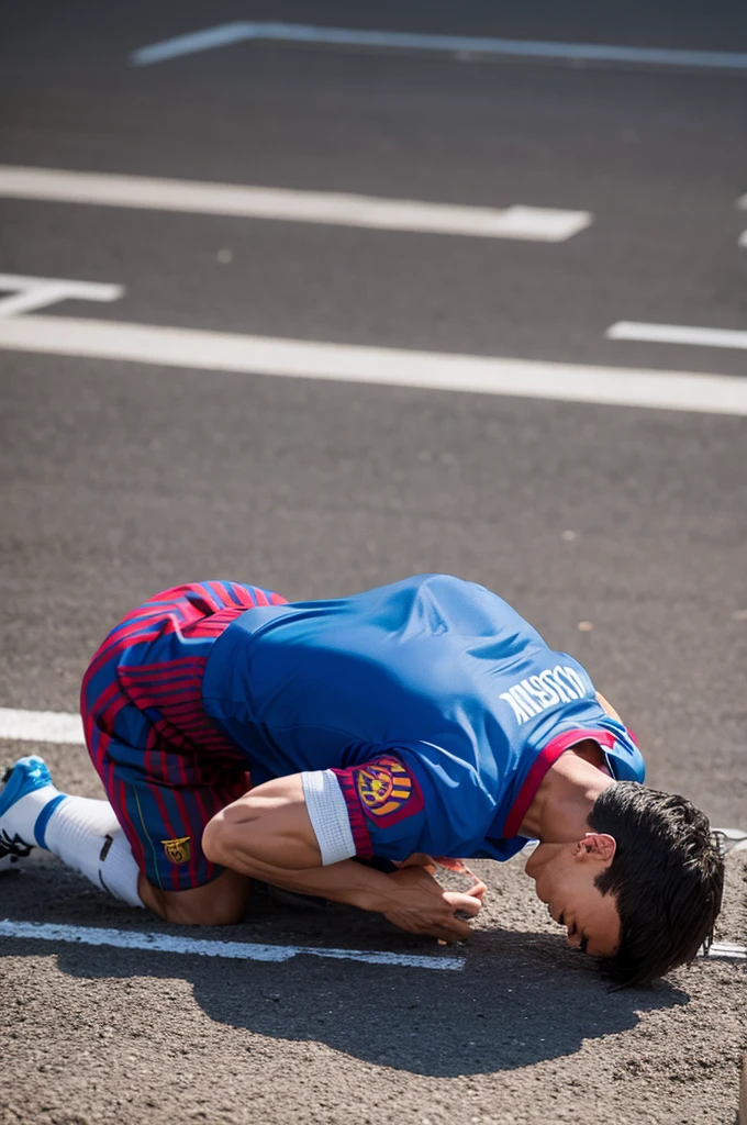 Cristiano Ronaldo Crawling on all fours Messi