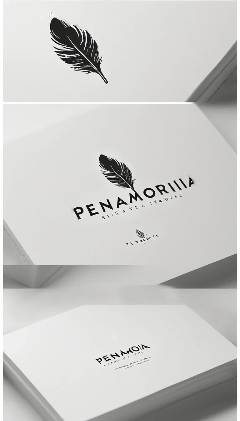 A minimal, modern, simple, cinematic logo design for the brand “Penamemoria". Create a modern, minimalistic, high-quality, logo of a boy inside a nest made of feathers. The logo must be a symbol for dreams, stories, memories, music and imagination.
