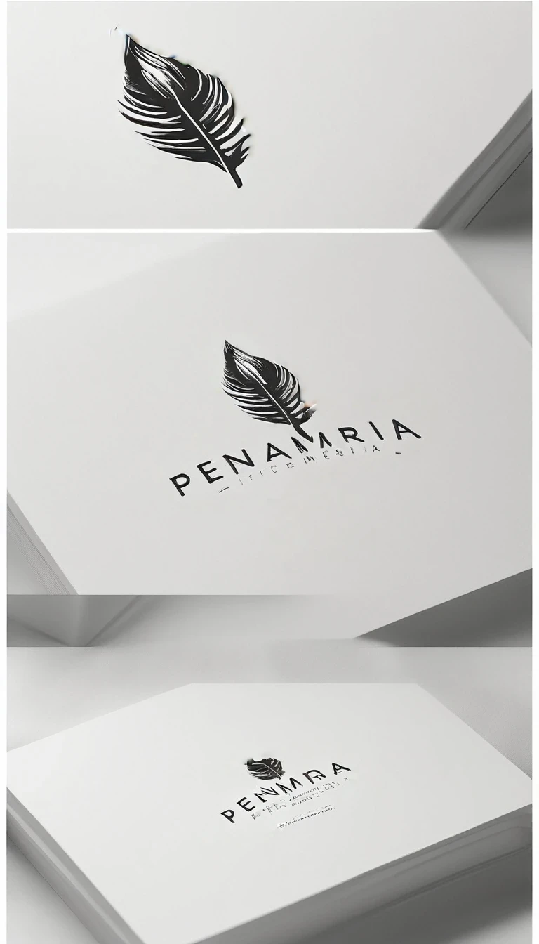 A minimal, modern, simple, cinematic logo design for the brand “Penamemoria". Create a modern, minimalistic, high-quality, logo of a boy inside a nest made of feathers. The logo must be a symbol for dreams, stories, memories, music and imagination.