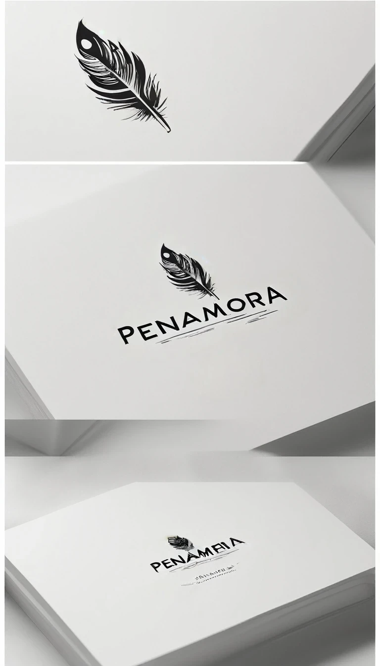 A minimal, modern, simple, cinematic logo design for the brand “Penamemoria". Create a modern, minimalistic, high-quality, logo of a boy inside a nest made of feathers. The logo must be a symbol for dreams, stories, memories, music and imagination.
