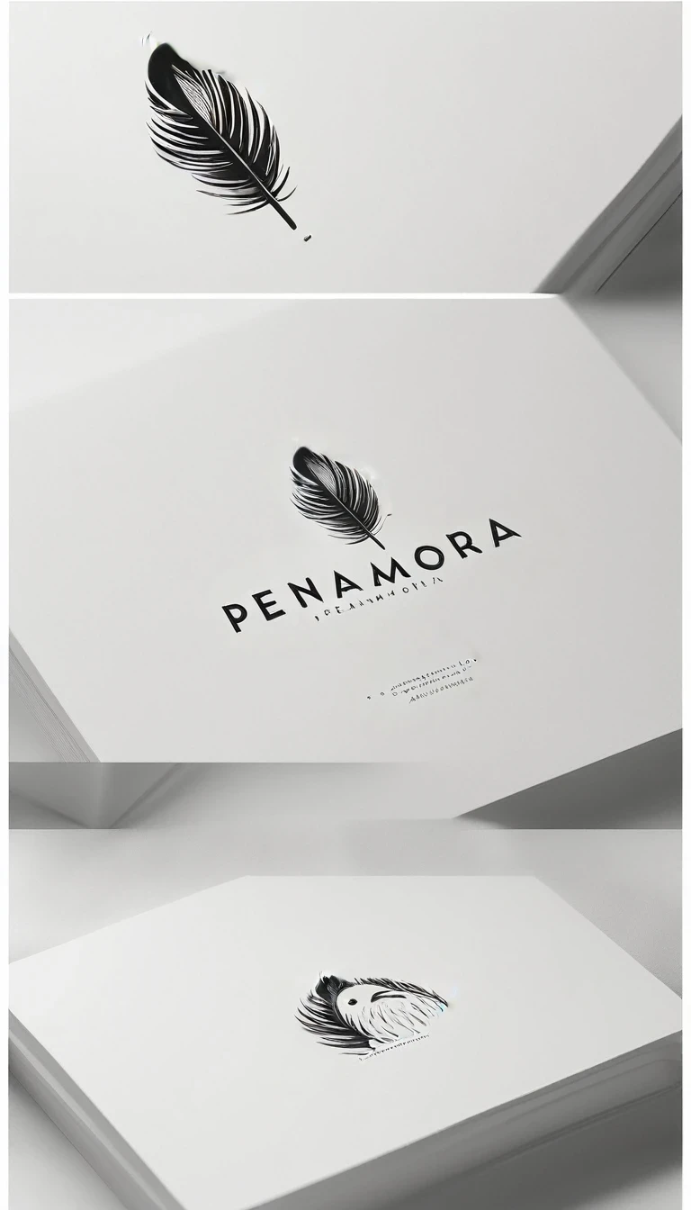A minimal, modern, simple, cinematic logo design for the brand “Penamemoria". Create a modern, minimalistic, high-quality, logo of a boy inside a nest made of feathers. The logo must be a symbol for dreams, stories, memories, music and imagination.
