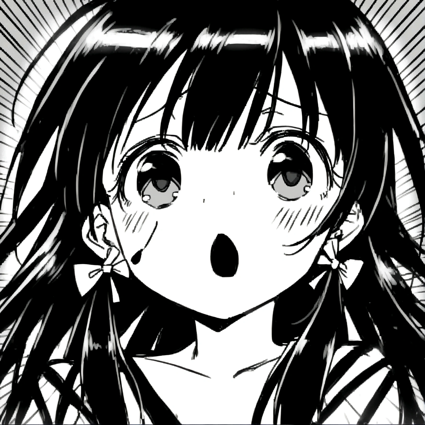Black Hair、Grating、Ribbon hair ornament on the right、Patchuri Omeme、singing
