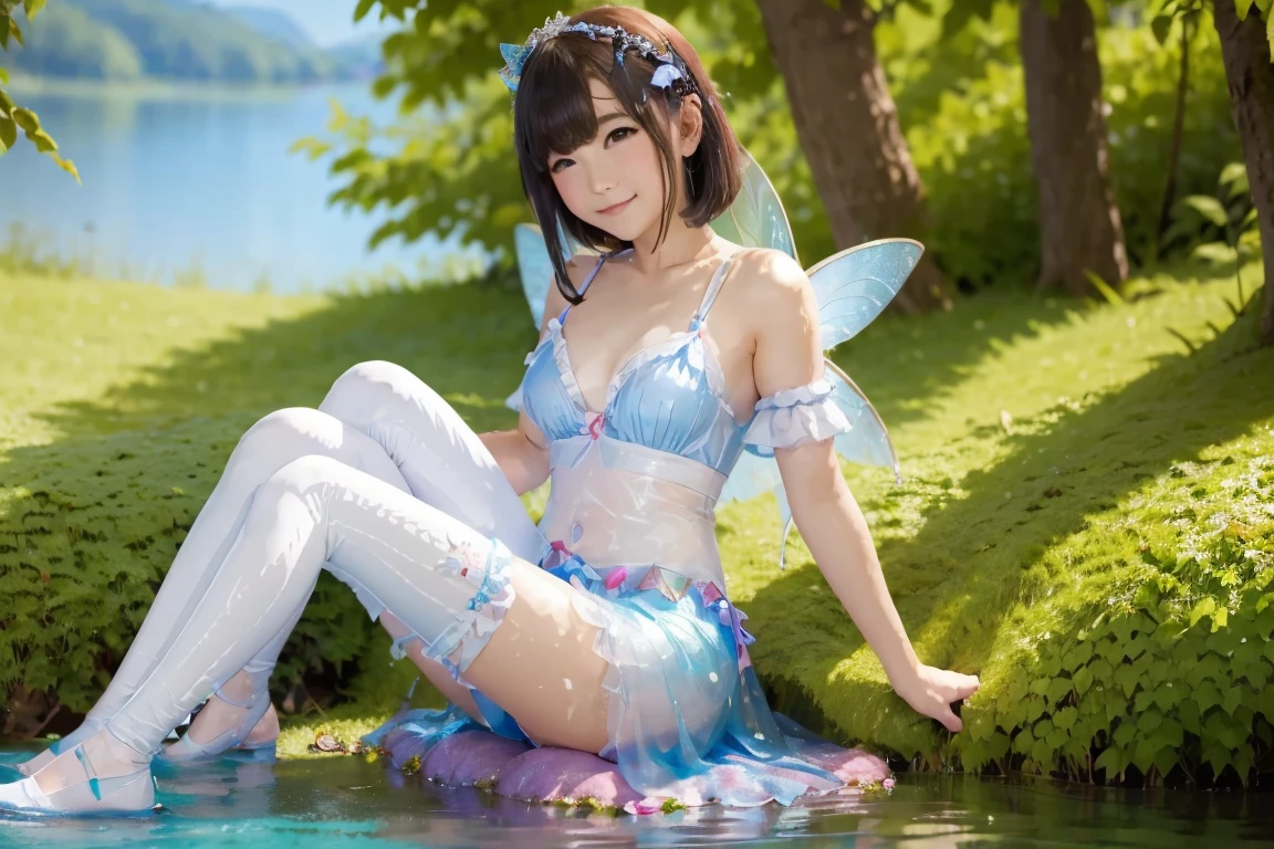 a fairy sitting nearby the lake of stinky cum bath