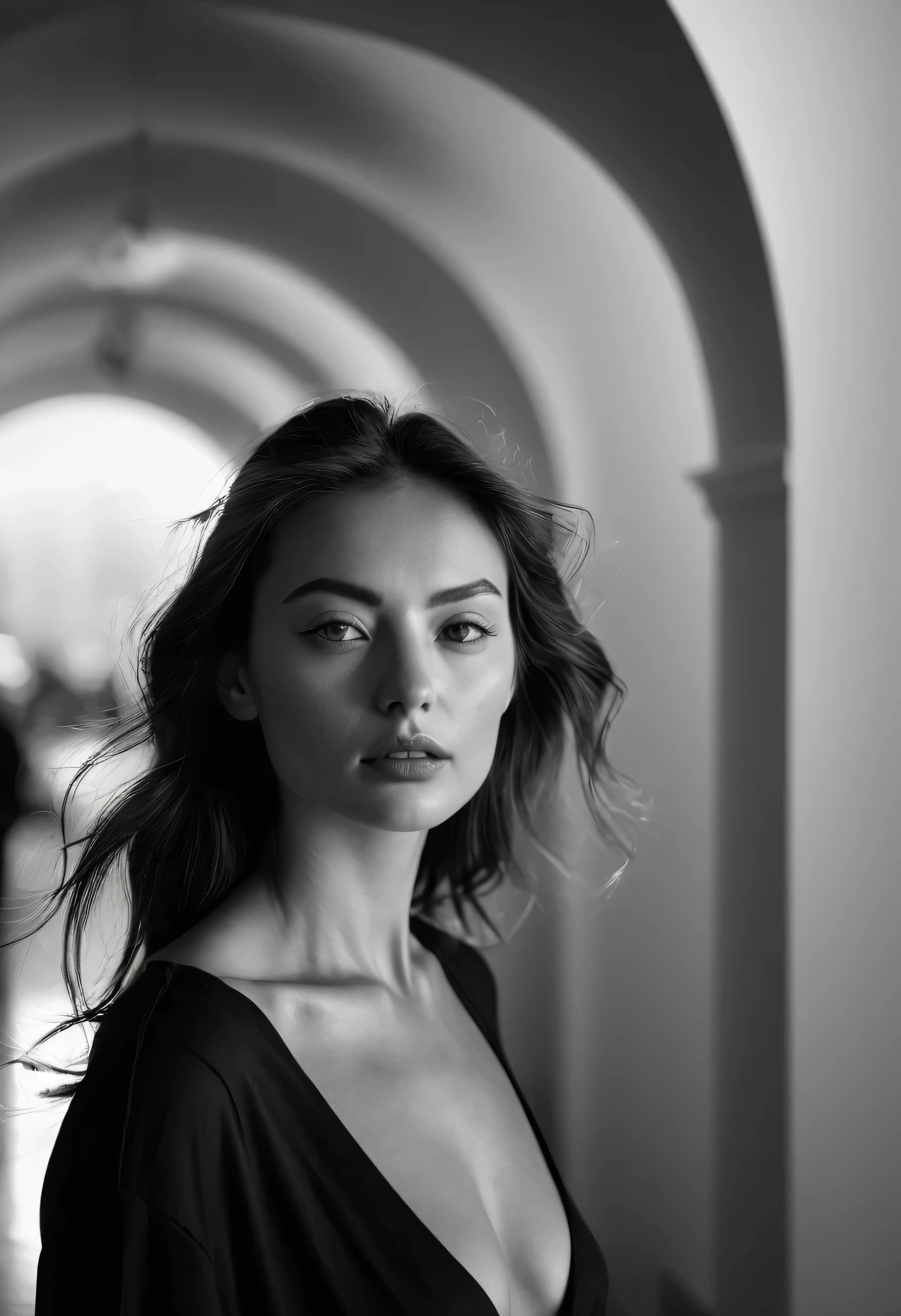 high-resolution photograph, woman, stunning use of shadows, in the syle of crisp lines and forms, UHD, shot on a Sony A7III --ar 1:2 --style raw --stylize 250