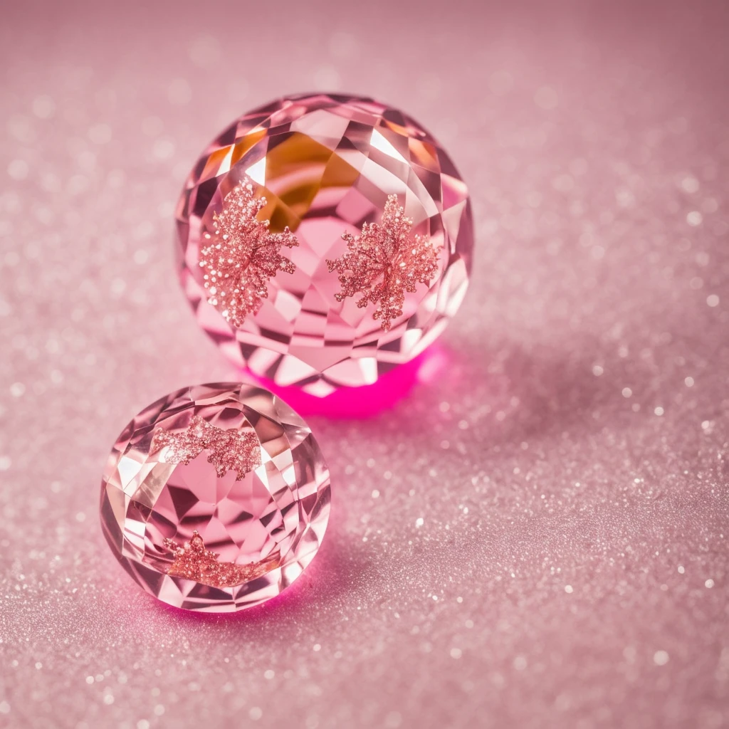 Fairy, gold, Miniature, Miniature World, realistic, pink, Opalescent, ball crystal, intimate portrait composition, Leica 50mm, f1. 4,Highly Detailed,(Low Contrast:1.3)