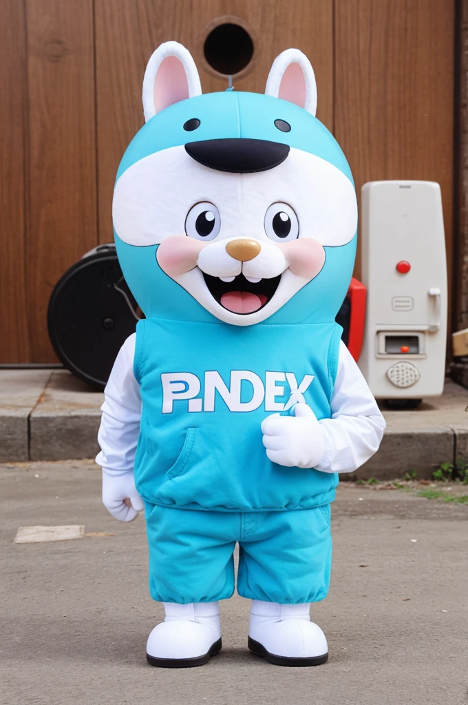 Cute cartoon character holding pendrive in his hand