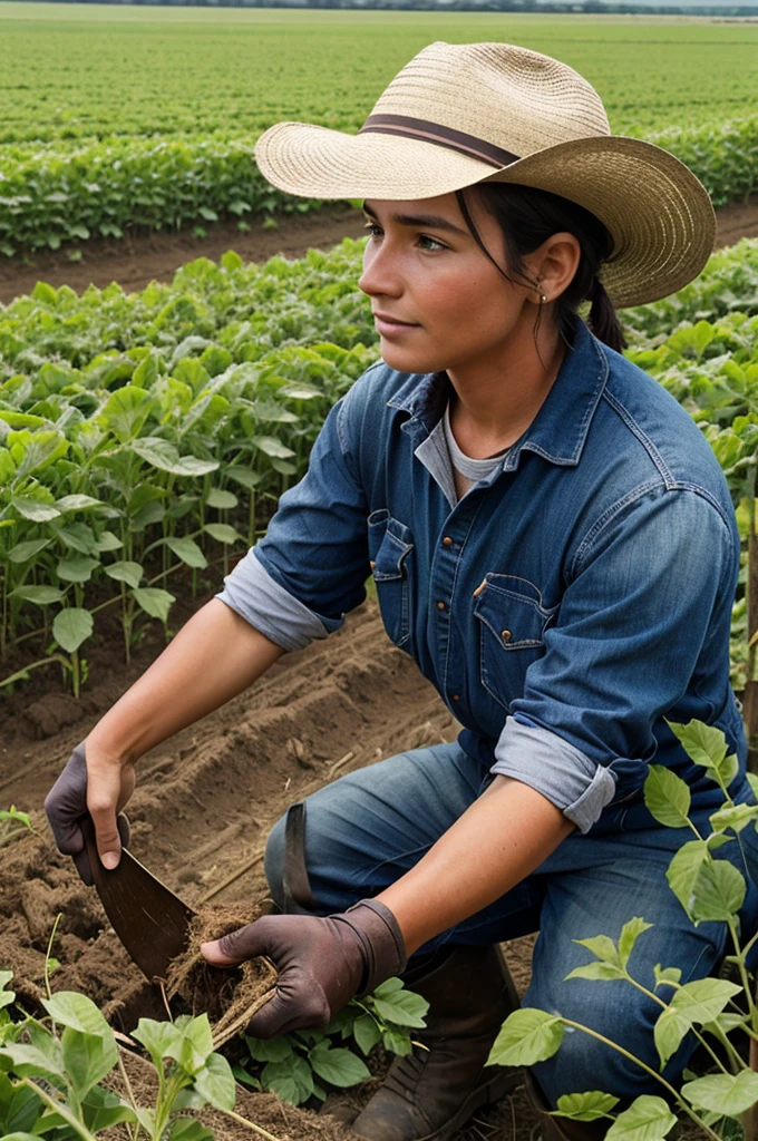 A farmer working on the land