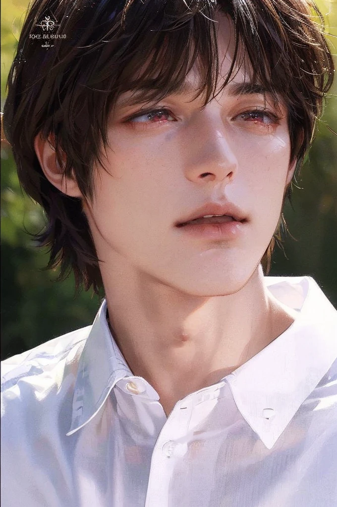 (best quality, masterpiece, 8K, photorealistic, cinematic lighting, 1:4 hdr image, ultra detailed, beautiful image), a mature man, 34 years very handsome, ((cold expression)), short golden hair, red eyes, face perfect without mistakes, ((buttoning his jacket, CEO))