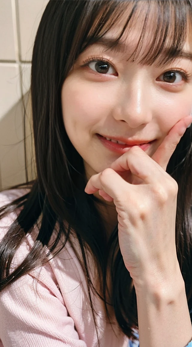 (Small Tits), (18-year-old), (very small head), dawn, sunlight, (Perfect body:1.1), (8K), (Very delicate and beautiful), (Highest quality:1.0), (Realistic), Realistic Shadows, (High resolution:1.0), Detailed skin, Very detailed, the body is slim, (Beautiful Hair, Real Hair, Thinning hair), blush, Realistic, Realistic Face, Realistic eyes, Small eyes, smile, (eyeliner), (mascara), (eye shadow), whole body、Open leg pose、Nipples、naked、Thick pubic hair、brand、ponytail