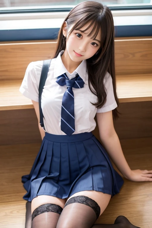 Cute Girls、high school girl、Idol、mini skirt、stockings、See-through、sit