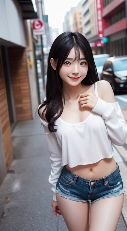 1 Girl、Age 25、I can see under my chest、Ezvian Everywhere、Black-haired、hot pants、panties、smile、