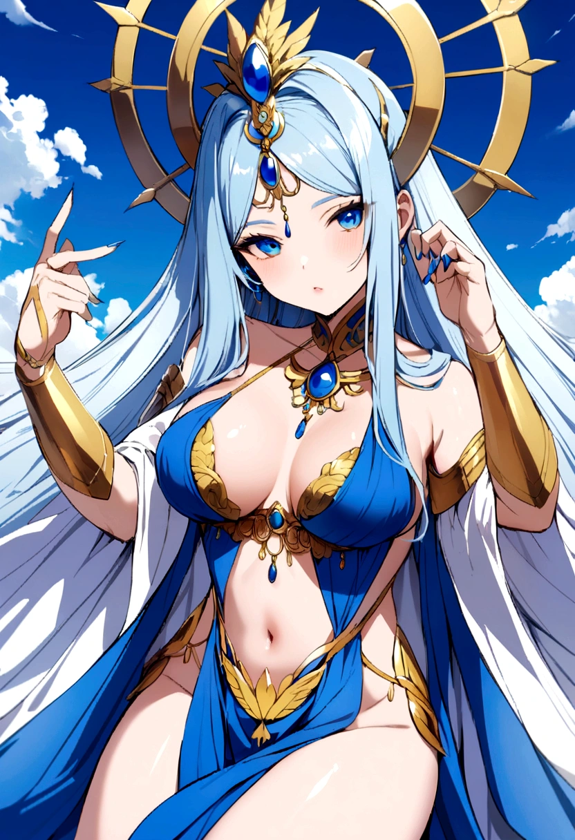 Long blue dress a goddess