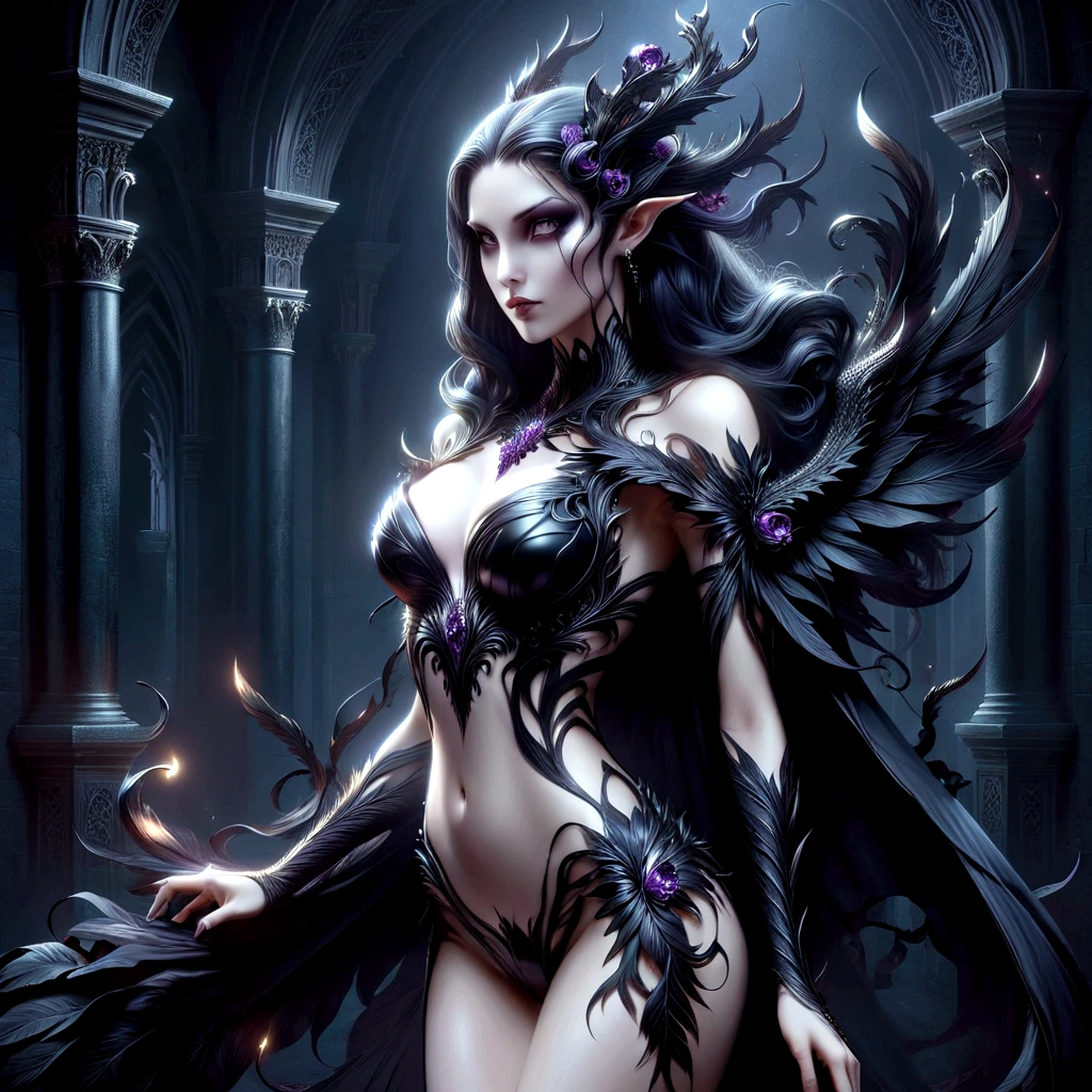 arafed woman in a black dress with wings and a black dress, gothic fantasy art, dark fantasy art, fantasy dark art, dark fantasy style art, in style of dark fantasy art, gothic fantasy, gothic maiden of the dark, beautiful succubus, goddess of the underworld, raven winged female vampire, dark fantasy style, dark fantasy artwork, gothic art