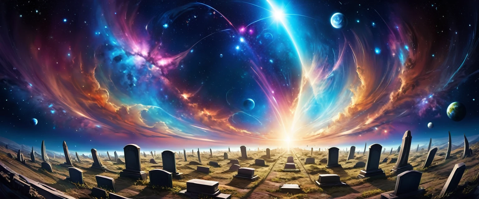 there is  a military graveyard built on the moon, many tombstones in rows and lines, there is flag being raised, in honor of the fallen. the graveyard is based on the moon, you can see the earth in the background and some stars in space, vibrant, Ultra-high resolution, High Contrast, (masterpiece:1.5), highest quality, Best aesthetics), best details, best quality, highres, ultra wide angle, 16k, [ultra detailed], masterpiece, best quality, (extremely detailed)