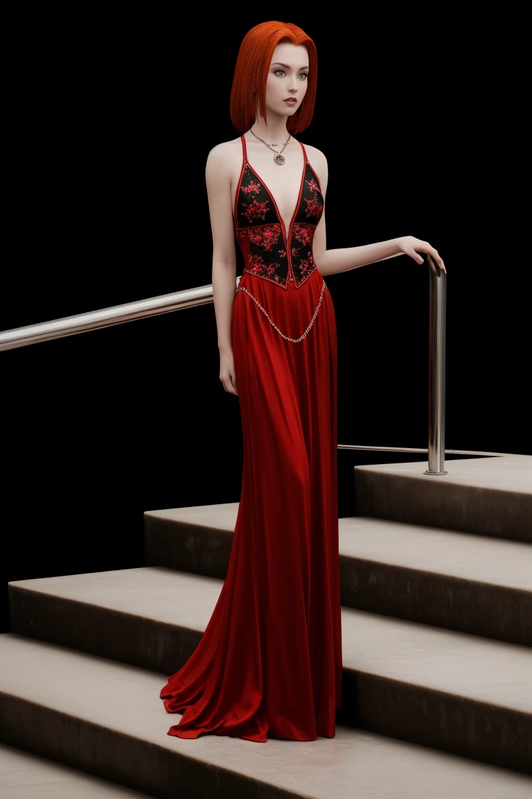 Supermodel's alluring gaze shines bright under the soft glow of moonlight and the direction of a camera's spotlight, as she lays effortlessly on the steps leading down to the ocean's edge. The darkness is illuminated by the subtle beam, accentuating her fiery locks and Louis Vuitton-covered form. The stars twinkle above, mirroring the diamonds on her necklace. A stunning night shoot captures this ravishing redhead in all her glory. rayneclassic