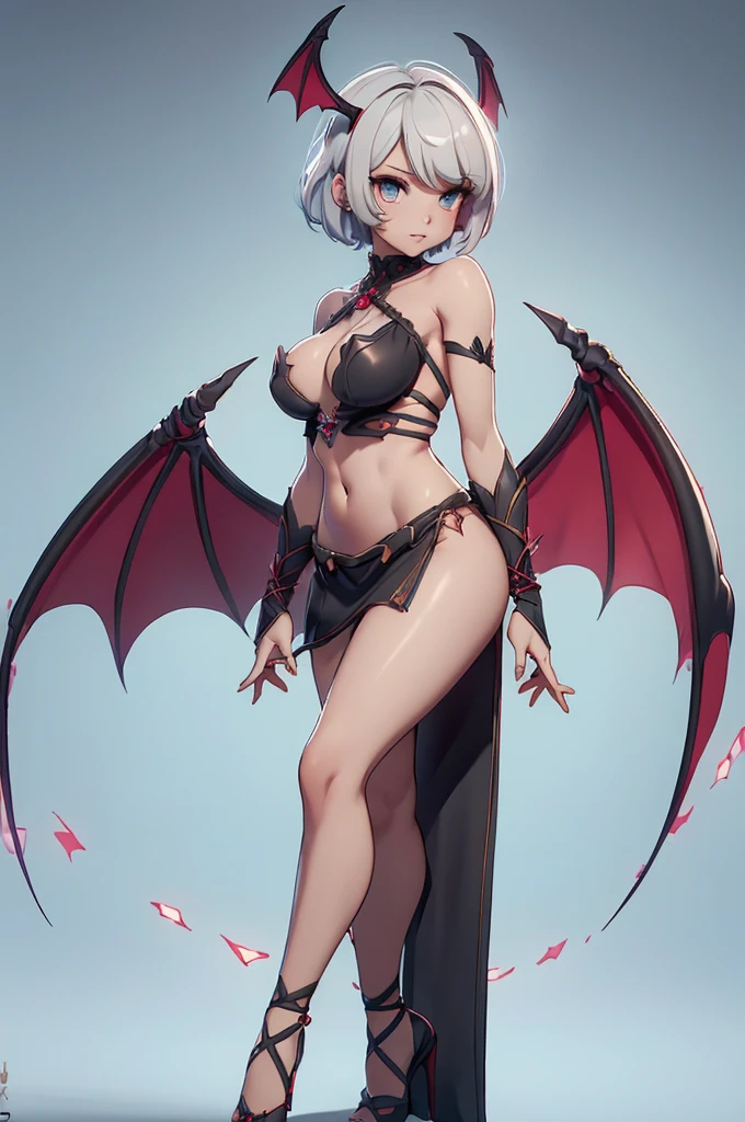 Mini morrigan aensland, (morrigan aensland), 独奏, ray tracing, 3D style, 3DMM, ((oses per photo)), ((oses au cada foto)), fully body,(Front view),(Costas Issue), (Emist on the left), show flat belly, (((oses per photo))),(very big breastsperfect ass, perfect and symmetrical eyes, (perfect handuturistic sword in hand)), ((short hair)),white clothing with textured edges, skin fair, luauas detalhadas, White thigh-high tights with trim, auestido aberto au "au", Waist slender, big legs, low water, Show legs to the top of the waist, ,((top with rip in the middle)),ultra realistic skin, realistic human eyes,ultra realistic skin,super sensual suit,(faixas au torno dos seios), colorfully,top with ruffles,(pubis with a lot of volume),(extrauamente sensual),(very sensual),(red and black thaue),(((giant bat wings))),with bat wings,love the league,(meia calca de renda au um dos lados),(meia calca de renda au um dos lados),((bold embellishments)),((lines involving the legs)),((red lines intertwining the legs)),((lines surrounding the breasts)),((drawing on the groin)),((tatuagau sobre a virilha)),((large opening between the breasts)),(((vestido longo fino e bau solto))),(((vestido leve sauitransparente, with large openings and flying))),(((Nude)))