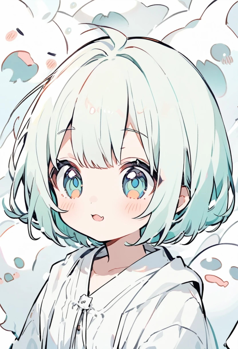 ghost cute Short Hair style shaggy White clothes