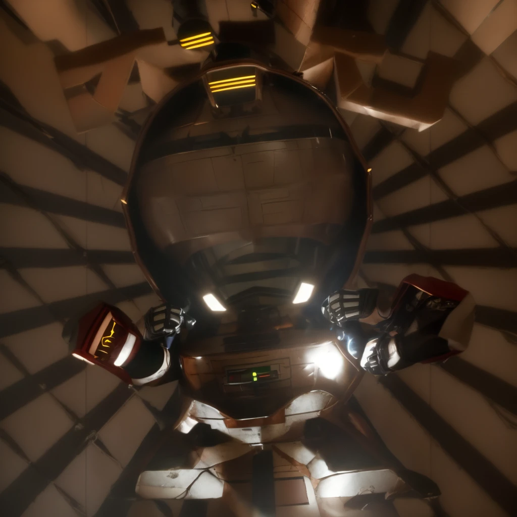 Cinematic film still Small deformation of JaspionQuiron in a rusty shipyard, haunting silence, action hero pose, shiny armor, . Shallow depth of field, vignettes, highly detailed, high budget Hollywood movies, blur, cinemascope, mood, epic, gorgeous, film grain, grainy.