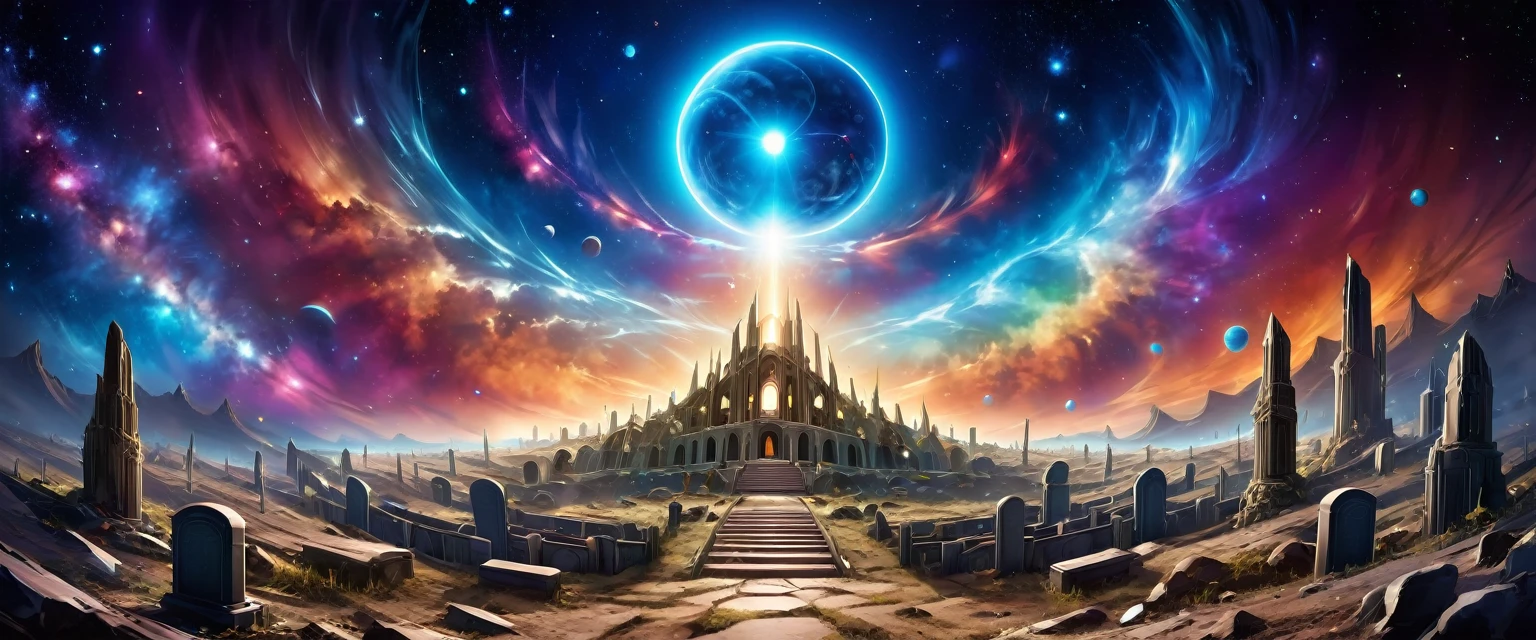 there is  a military graveyard built on the moon, many tombstones in rows (tombstones are identical in shape and color) and lines, ((there is 1flag being raised: 1.4)), in honor of the fallen. the graveyard is based on the moon, you can see the earth in the background and some stars in space, you can see the rings of Saturn, you can see the milky way, vibrant, Ultra-high resolution, High Contrast, (masterpiece:1.5), highest quality, Best aesthetics), best details, best quality, highres, ultra wide angle, 16k, [ultra detailed], masterpiece, best quality, (extremely detailed), 3D rendering, raging nebula