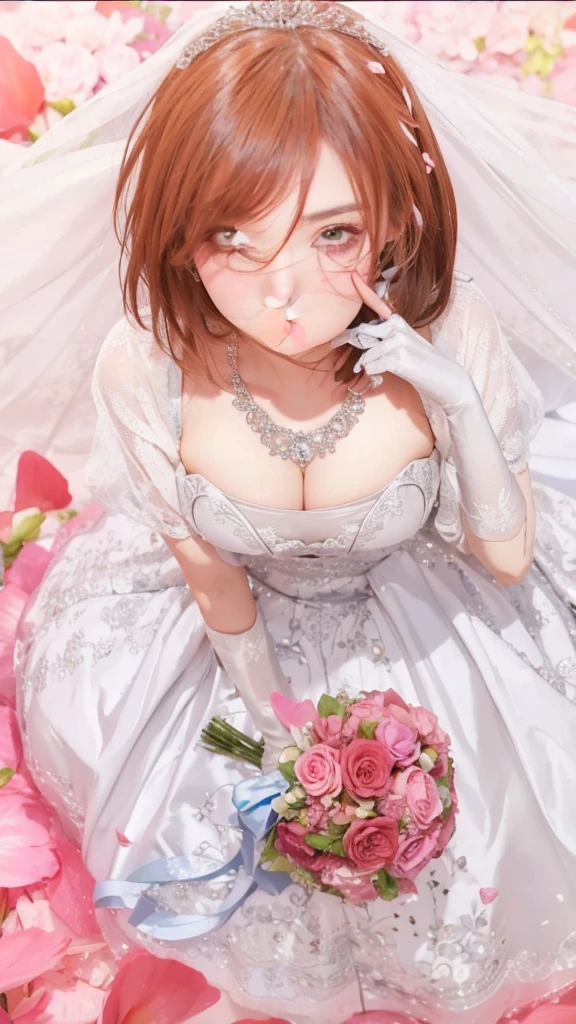 beautiful girl bride with a bouquet of flowers in her hand, in dress, cute beautiful girl in a nice dress, clean detailed beautiful girl art, attractive beautiful girl, beautiful girl, seductive beautiful girl, beautiful alluring girl, beautiful girl style