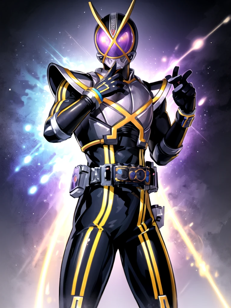 kamen rider wizard、(Highly detailed CG), (Highest quality), Perfect Face, Shiny skin, Shiny skinソロ ,One boy, Male focus Kaixa913,rider belt,gloves, antenna,black Bodysuits,Bodysuits, ,belt, armor,   Helmet,, Urban Background, Clenched hands,