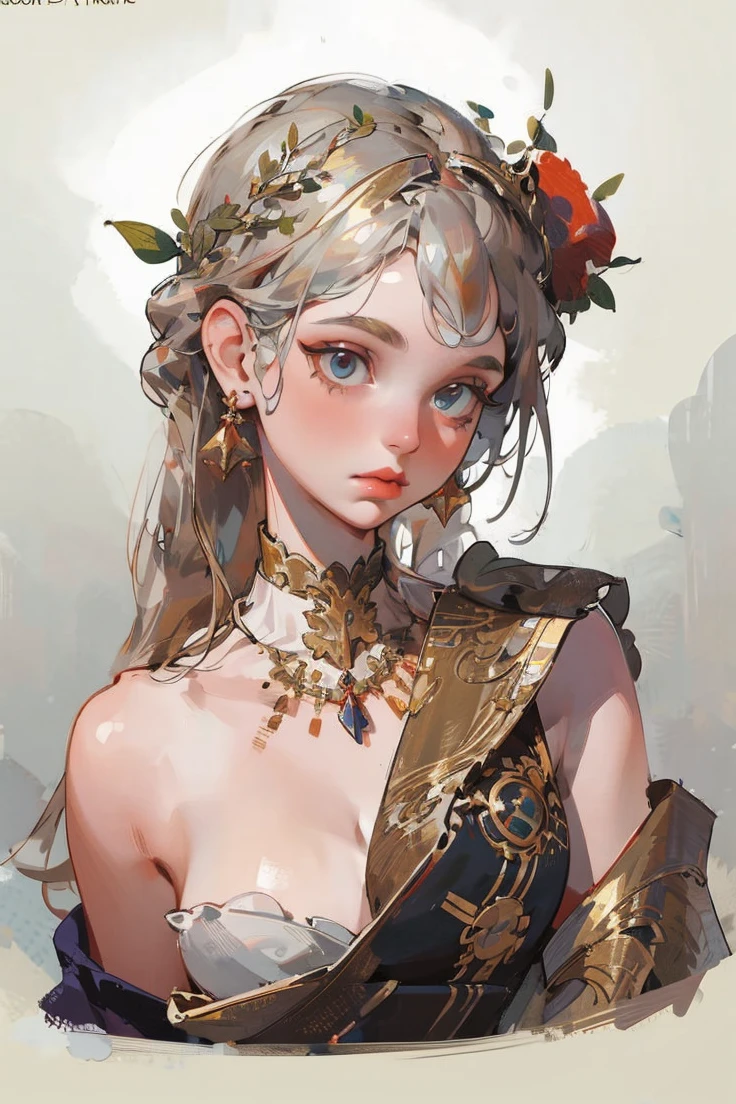 Girl with white wavy hair,side braids,beautiful necklace, Targaryen women hairstyle,beautiful gold tiara, red and black dress