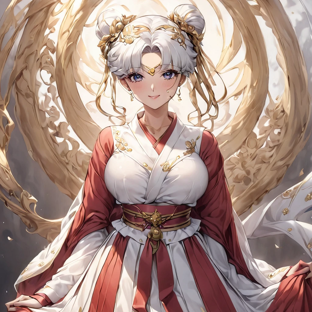 ((Highest quality)), ((masterpiece)), (detailed), (Perfect Face)、Women areモンゴル人の月野うさぎでモンゴル民族の豪邸で豪華で色鮮やかなモンゴル民族衣装デールを着て豪華な宝飾されたアクセサリーにエンゲージリングをつけて女と男は豪華な部屋の豪華で大きなソファーに座りWomen are威厳のある逞しい髭の生えたモンゴル民族衣装を着たモンゴル人の中年男性に抱き寄せられている、Women are気品のある月野うさぎで金髪ロングヘアのシニョンツインテールでWomen areモンゴル民族衣装の色鮮やかなデールを着ているのモンゴル人の月野うさぎ、The man is a dignified, sturdy, bearded Mongolian man wearing Mongolian national dress.、Women are10Holding her year-old daughter