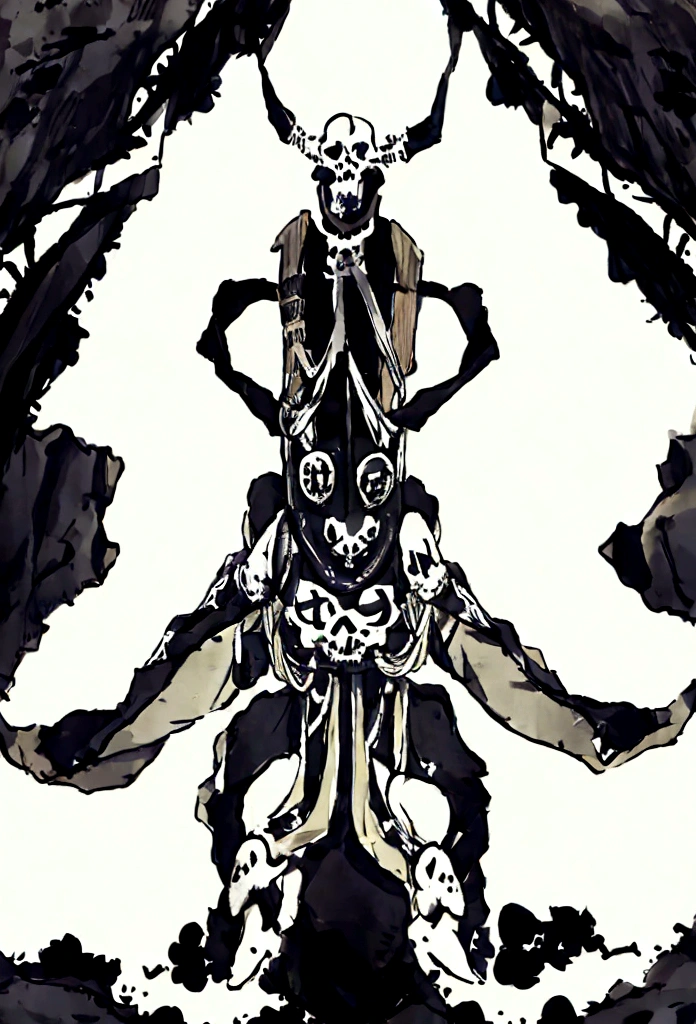 Skeleton character of medium height, military hat with a skull, dark military clothing , full body dynamic pose