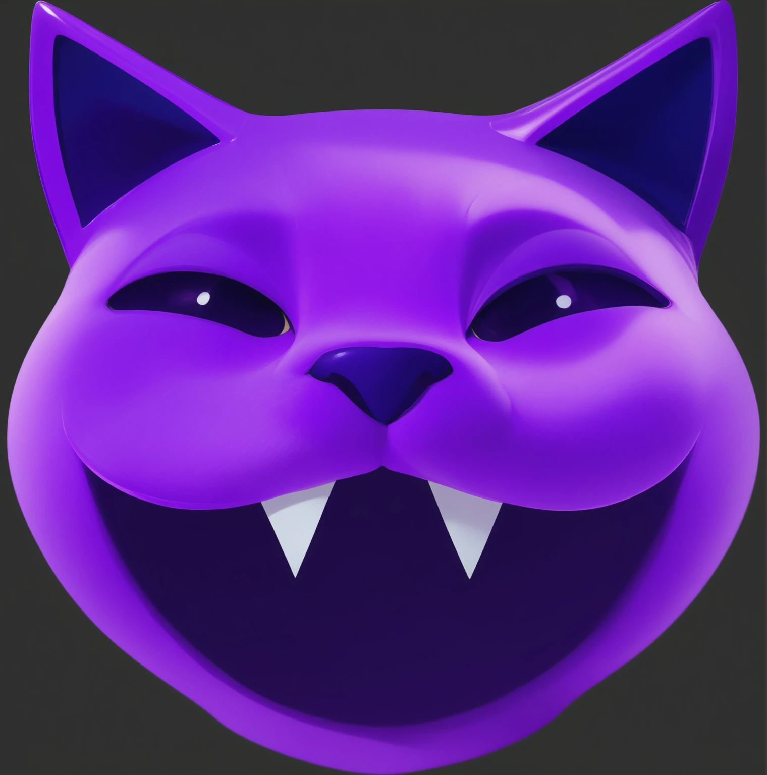 adorable cat-like creature big eyes, cute violet 3d cat, cute violet 3d realistic cat toy made of plastic at cartboard box glossy texture, smooth 3d model, glossy plastic texture, multiple light sources, rim light, sharp post effects render, most beautiful vfx, , realistic, 4k, high resolution, rim light, smooth 3d model. , (glossy plastic texture with multiple big light probe refractions)