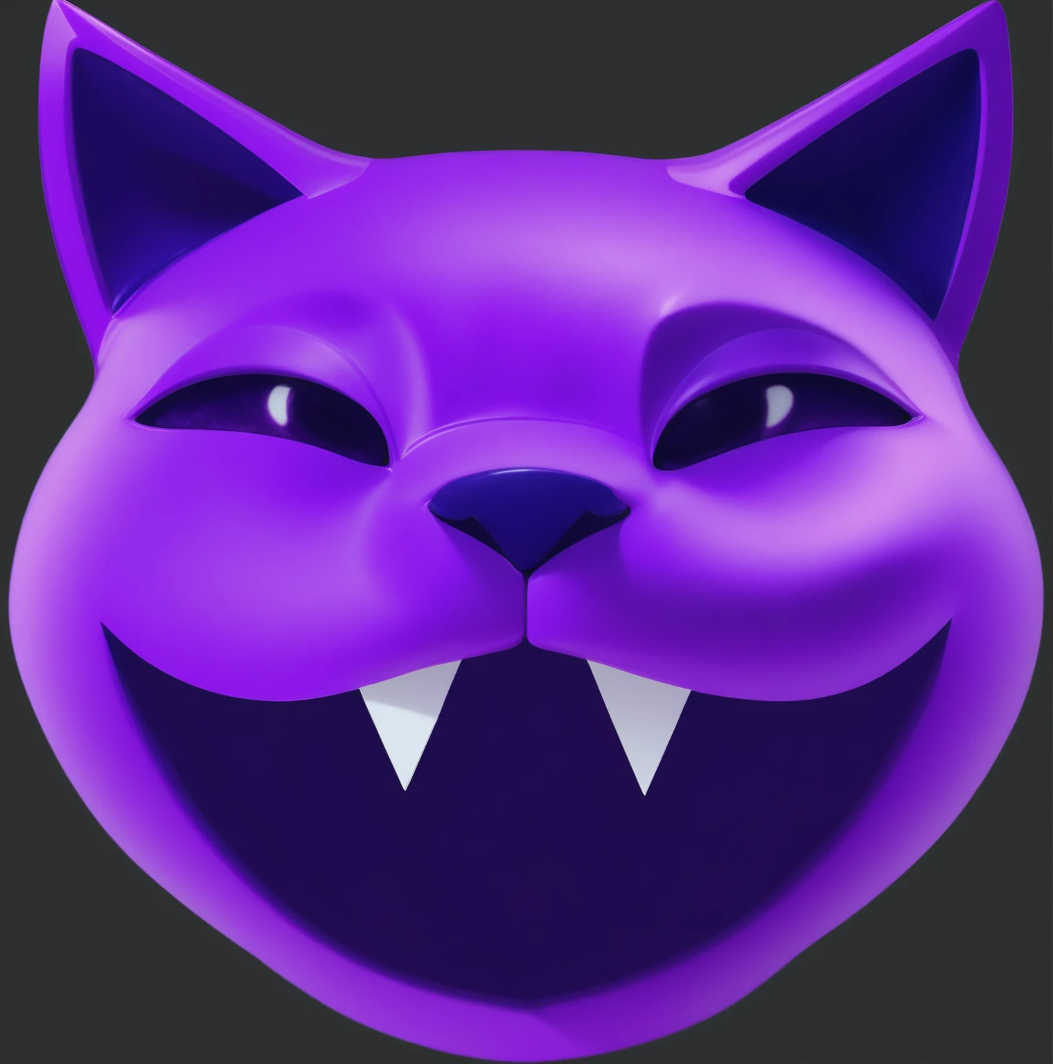 adorable cat-like creature big eyes, cute violet 3d cat, cute violet 3d realistic cat toy made of plastic at cartboard box glossy texture, smooth 3d model, glossy plastic texture, multiple light sources, rim light, sharp post effects render, most beautiful vfx, , realistic, 4k, high resolution, rim light, smooth 3d model. , (glossy plastic texture with multiple big light probe refractions)