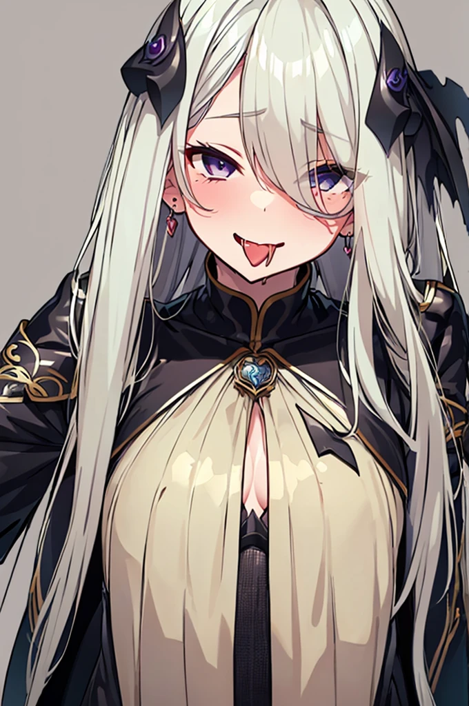 (((Characteristic clothing))),(((high quality))),Unshaven,(((((Pubic hair heart pattern))))), Cloudy eyes,Anime Style,Long Tongue,Sticking out tongue,Obscene lines,Fatty face,Fallen into evil,Sexual,clumsy smile,((Unshavenの髪)),((Long hair that covers the eyes)),transformation