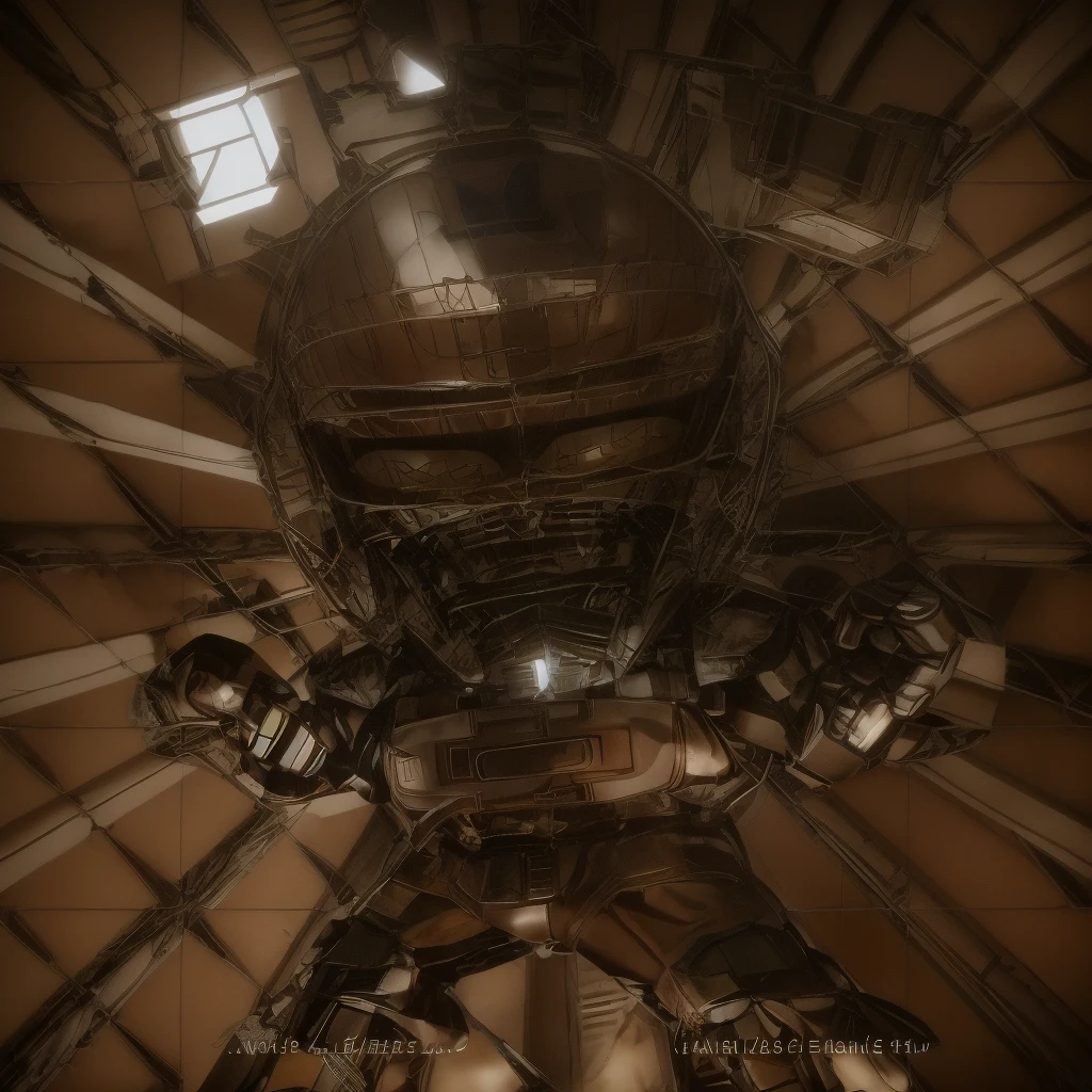 Cinematic film still Small deformation of JaspionQuiron in a rusty shipyard, haunting silence, action hero pose, shiny armor, . Shallow depth of field, vignettes, highly detailed, high budget Hollywood movies, blur, cinemascope, mood, epic, gorgeous, film grain, grainy.