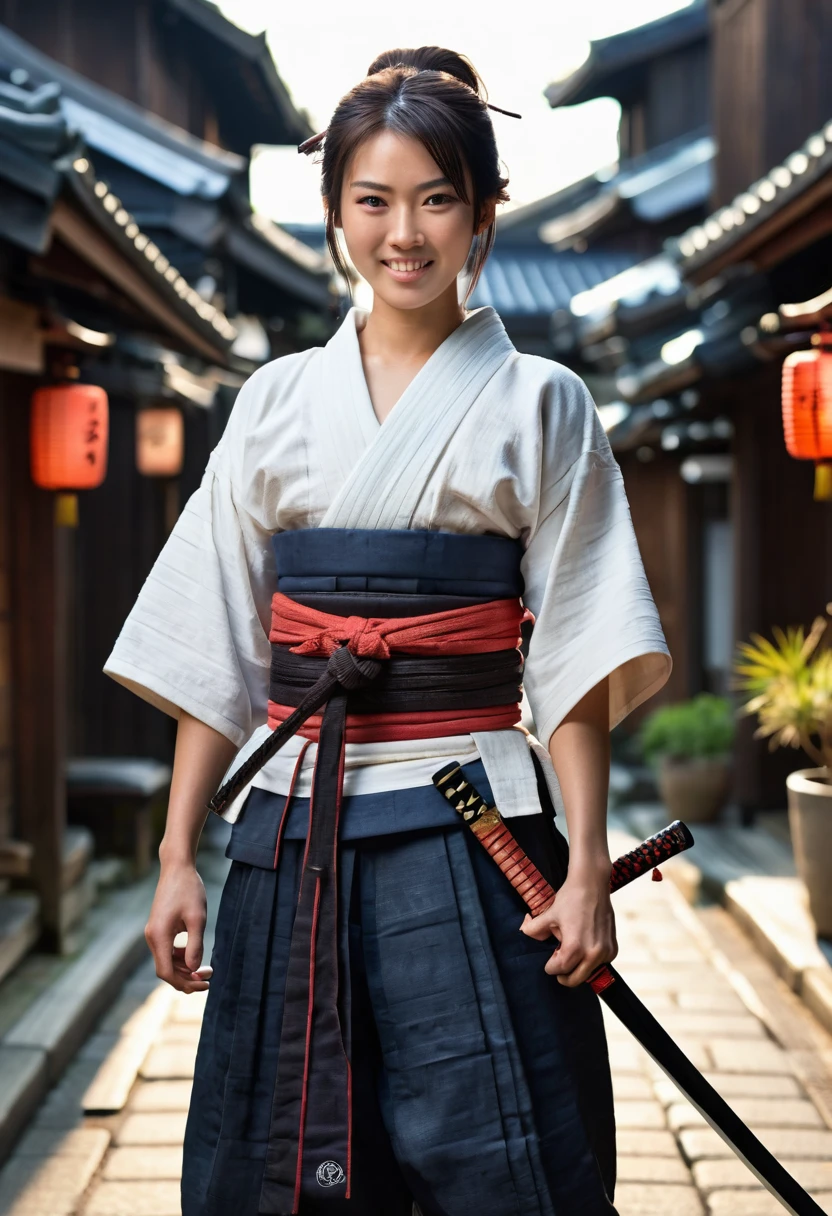 (full-body view, action shot:1.2), score_9, (a baby faced, adorably cute Japanese girl:1.2), (wearing a ronin samurai attire), realistic mouth, perfect white teeth, perfect eyes, thin lips, blushing cheeks, symmetrical face, bare face no make-up, accurate face, with realistic natural skin, (soaked in sweat:1.1), subtle pores, tiny wrinkles, highly detailed skin, (short-length hair, ponytail hairstyle, messy hair:1.1), voluminous hair, (Unsheathing her katana sword), ((at the bustle street of edo period Tokyo )), (at the dusk), realistic background, natural background, realistic perspective, accurate perspective, realistic proportion
Rendered with best quality photos, hyper-realistic, photorealistic, realism, highly detailed, masterpiece, conceptual photography, fine-art photography, natural lighting, dynamic lighting, key visual, film still, 8K photo, UHD, HDR, golden ratio composition, perfect color balance, perfect highlight and shadow, taken with Canon EOS-1D X Mark III, depth of field, Technicolor, Panavision, cinemascope, cinematic color grading, dramatic angle, extreme angle shot