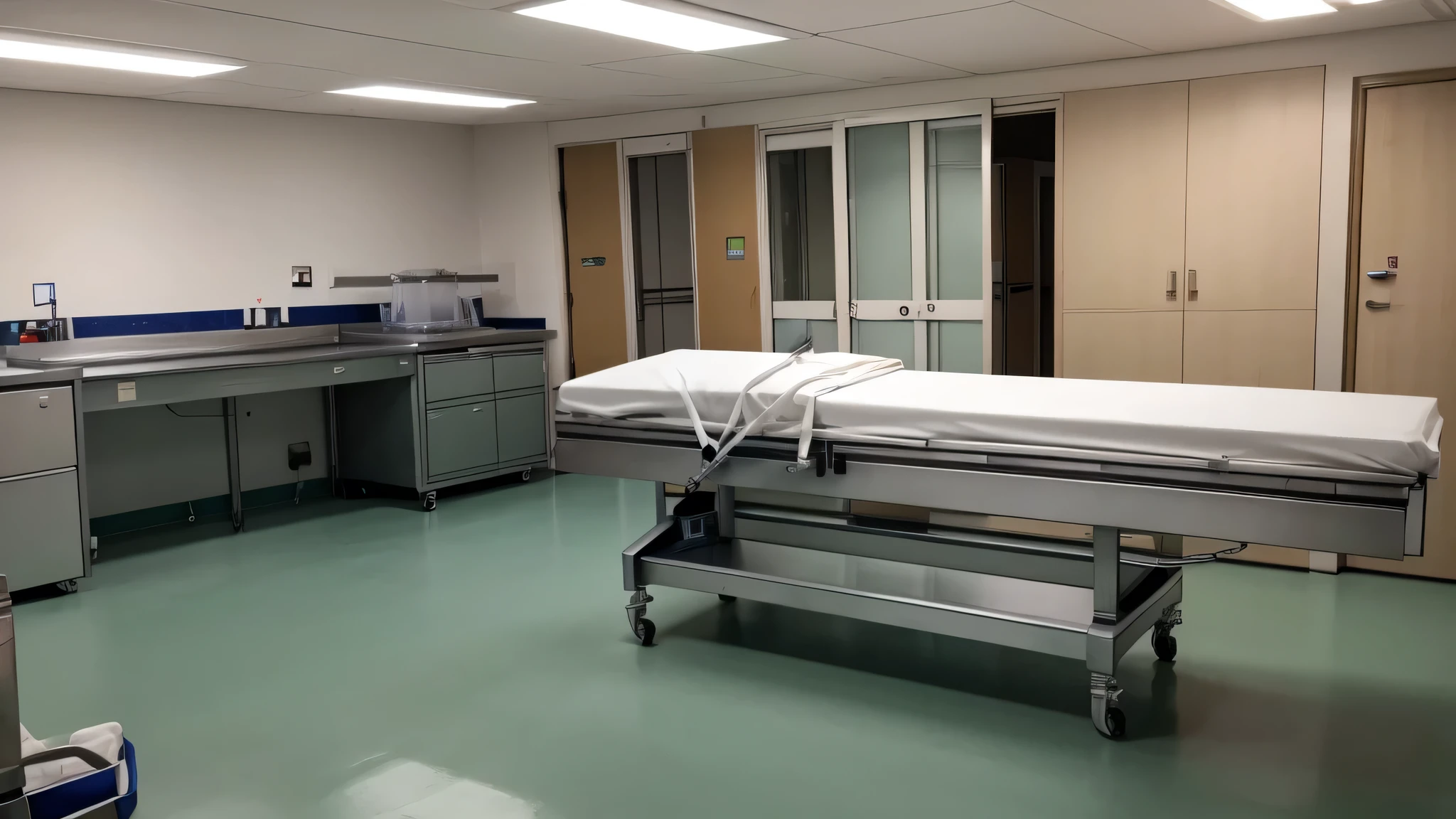 An image of an operating table in a morgue, pas d'humains