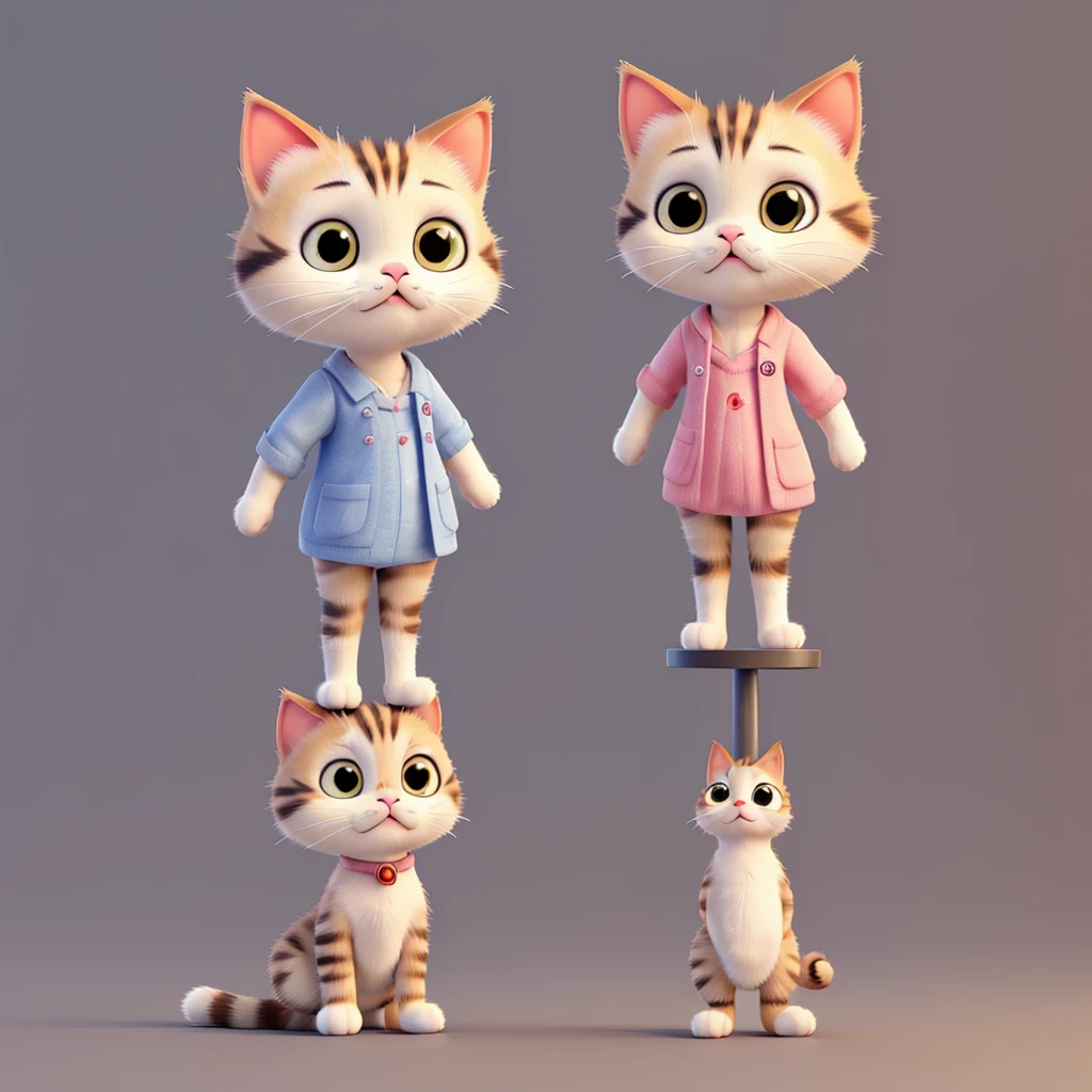 A cute cat wearing clothes and standing on two legs。 Background、Tokyo Tower