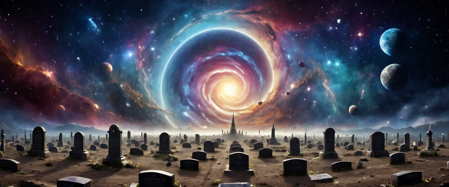there is  a military graveyard built on the moon, many tombstones in rows (tombstones are identical in shape and color) and lines, ((there is 1flag being raised: 1.4)), in honor of the fallen. the graveyard is based on the moon, you can see the earth in the background and some stars in space, you can see the rings of Saturn, you can see the milky way, vibrant, Ultra-high resolution, High Contrast, (masterpiece:1.5), highest quality, Best aesthetics), best details, best quality, highres, ultra wide angle, 16k, [ultra detailed], masterpiece, best quality, (extremely detailed), 3D rendering, raging nebula