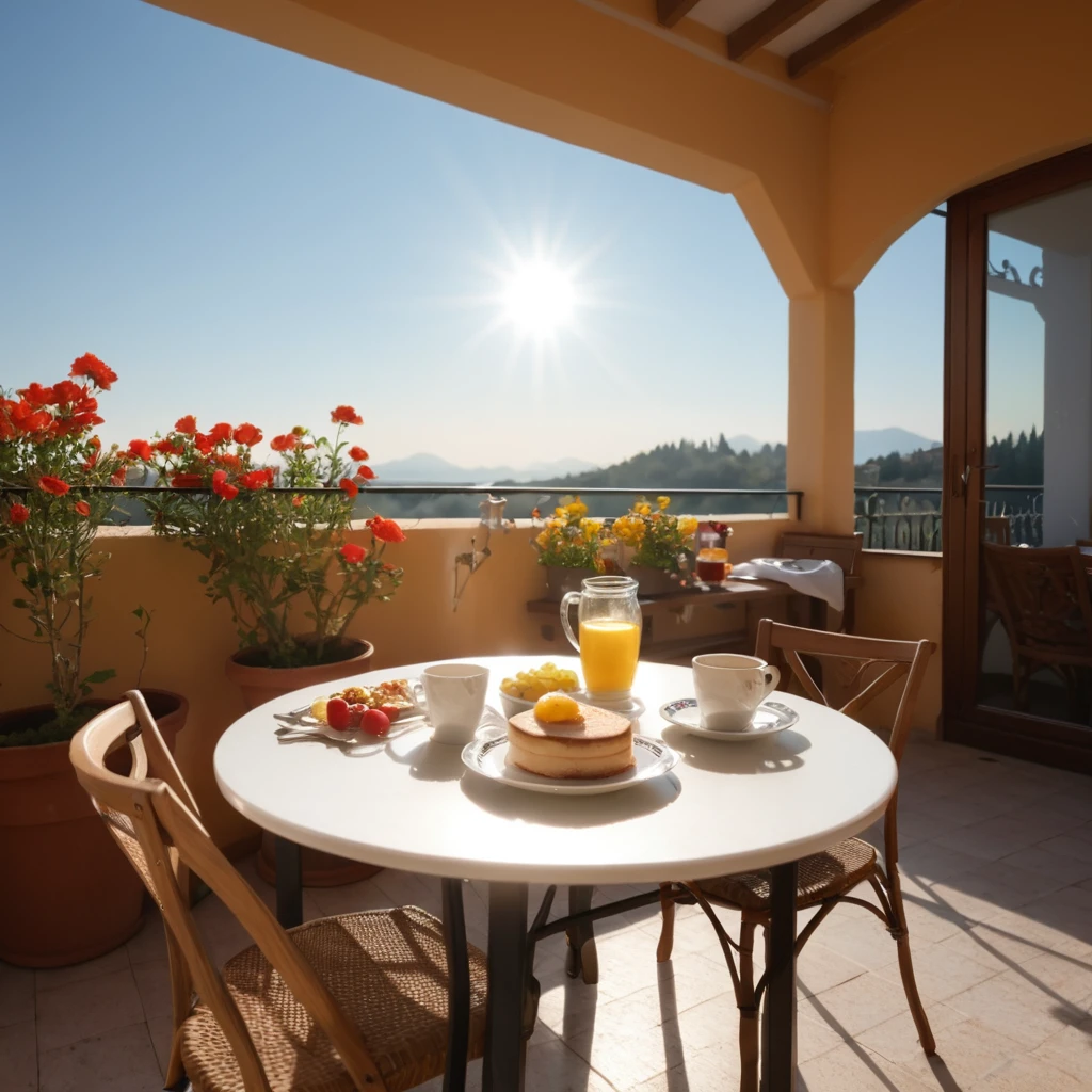 breakfast on the terrace under the sun