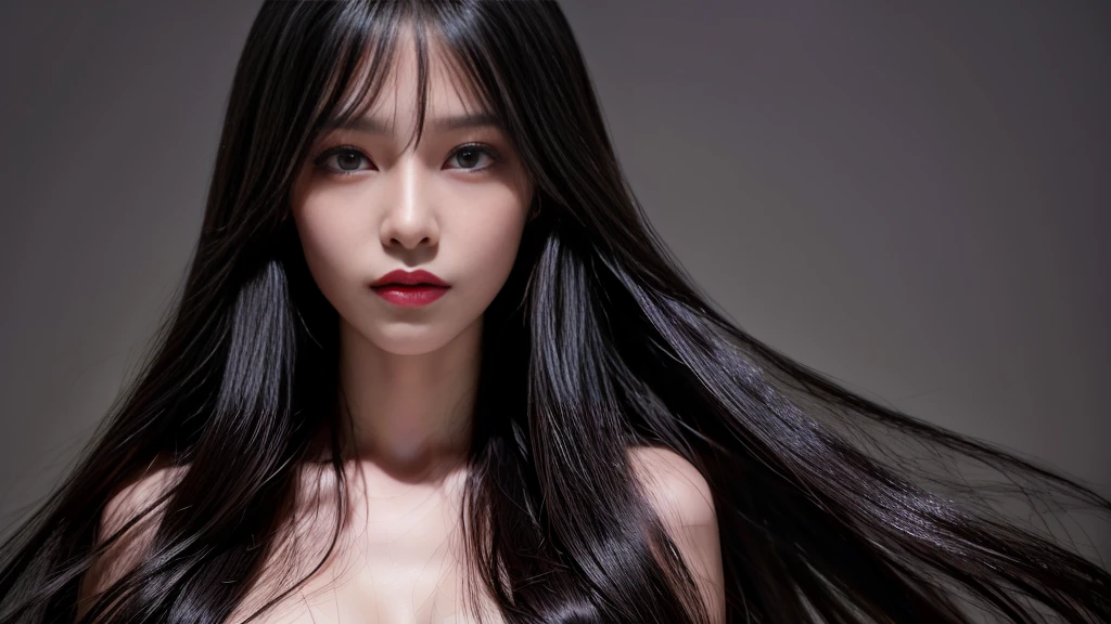 ((Best image quality,highest quality,Highest Resolution,Ultra-realistic photos,8k,Full body photo,1 girl,Very beautiful face,Super super long hair,Hair length: about 3 meters,Straight black hair,Black hair longer than height,Black hair that hasn't been cut for over 20 years,Slender body,White underwear or naked,Put on the bed,World Long Hair Contest Winner,World Beauty Contest Winner,Full body photo,Head to toe photos,Photo taken from about 4 meters away,Super Real,Please stand up straight,both hands,2 Foot,Five fingers,)) playing violin, 20 years old, long hair, fair skin, beautiful woman, rosian、white hair 、high quality,
