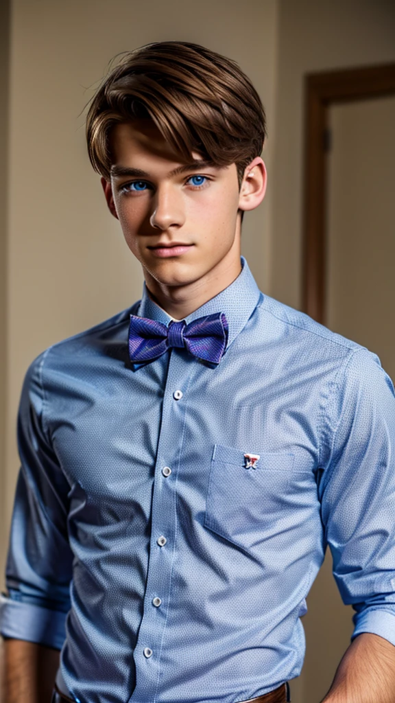 19 year old male wearing bow tie and lomg sleveed on up
4K HIGH REZ
Physical Description: Brown colored hair and skinny build. 5"5 and 150 LB. Blue eyes.
.