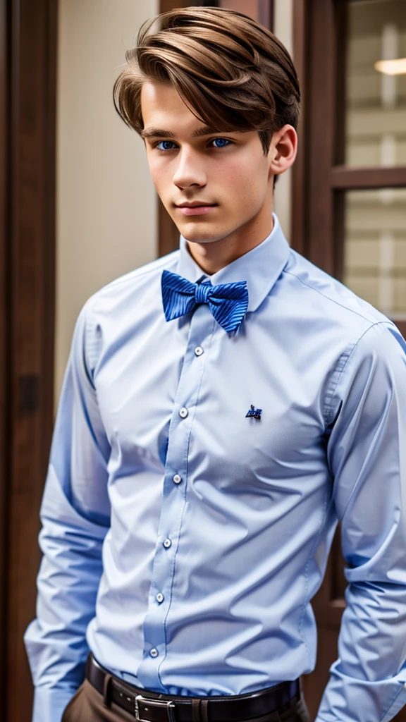 19 year old male wearing bow tie and lomg sleveed button up
4K HIGH REZ
Physical Description: Brown colored hair and skinny build. 5"5 and 150 LB. Blue eyes.
.
