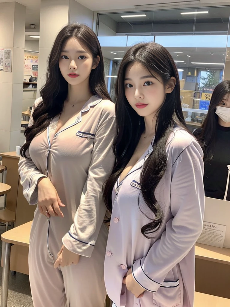 (Cute pajamasを着ている超可愛い韓国人女子校生の写真:1.2)(grin:1.1)(Beautiful Sweat:1.1)(16K, RAW Photos, Highest quality, masterpiece: 1.2),(Shiny and beautiful black long hair) Super detailed, Super Resolution, (Genuine, Genuine photos: 1.37), Portraiture, High-resolution RAW color photos, Professional photos, Very detailed, 8k wallpaper, Very detailed CG Unity 8k wallpaper, Very detailed beautiful girls, Very detailed faces, ((whole body)), beautiful woman, Huge breasts,(huge boobs:1.1) (Big Boobs:1.1), beautiful (Wearing oversized pajamas),high school girl, Korean Girls,(K-POP Female Idols), (Idol-class beauty)(Beautiful high school girl:1.1)(School cafeteria)(s old)(Cute pajamas:1.1)Date,