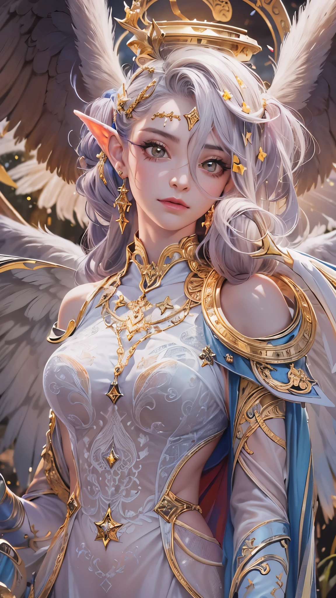 ((Highest quality)),(Ultra-high resolution),(Ultra-detailed new),(Detailed Description),((The best CG)),(masterpiece),Highly detailed art,A wonderful new art form,(Art with precise details:1.5), (Female angel and female devil:1.6),Beautiful and well-proportioned face:1.5,Jewelry goods:1.3, Light and Darkness:1.3, Constraints:1.2, liberation:1.2, (A colorful world:1.5)