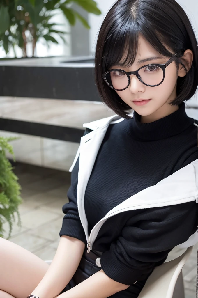 Masturbation Black hair Short hair Round glasses