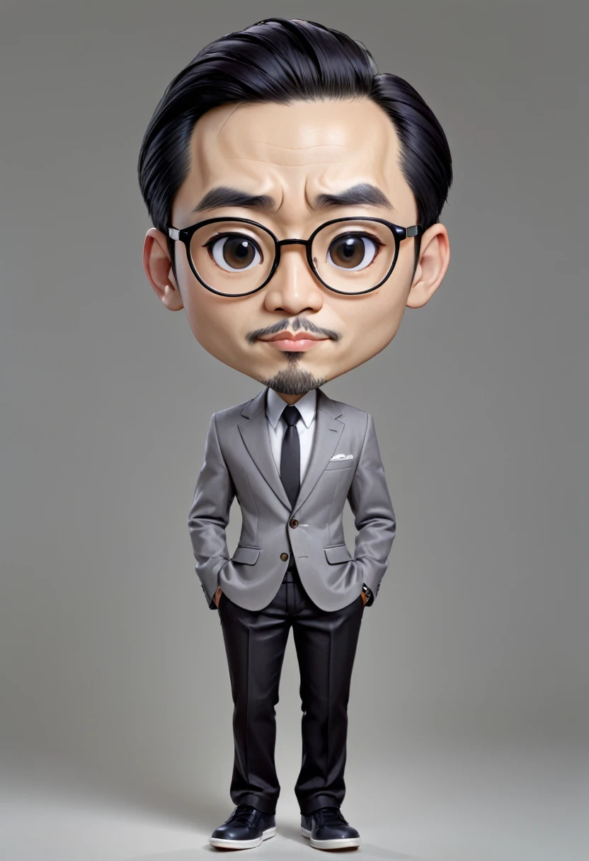 ((hair, Ultra-high resolution, Highest quality, masterpiece: 1.2) Japan comedians,Portrait of Hiroya Yamazaki of Untouchable, Work clothes,Asian Eyes,Incredibly small eyes,Narrow forehead,Overwhelmingly small forehead,Extremely small eyebrows,Thin eyebrows,灰色のWork clothes,A face like home base,Square face,Very narrow eyes,Single eyelids,Short Hair,No beard,Japan 50 years old,Middle-aged Asian man,Big Head,Big face,Beardless face,Sleepy face