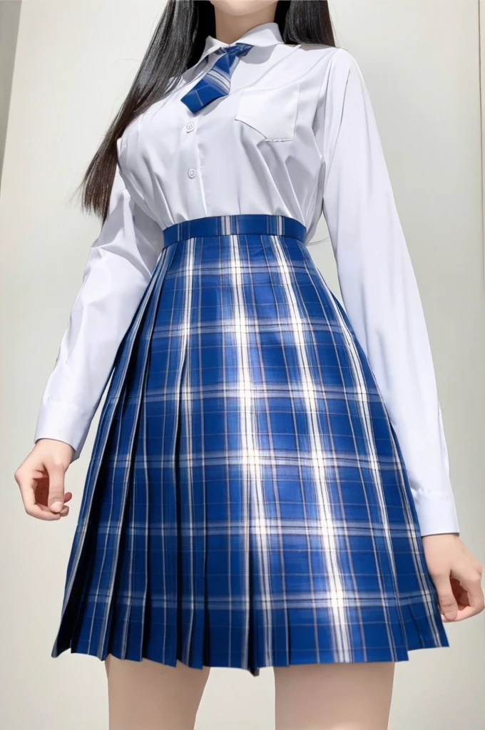 (8k, best quality, masterpiece:1.2), realistic, ultra highres, intricate details,
1girl,beautiful face, jk suit,white shirt,Blue tie,Tartan check skirt,pleated skirt, big breasts