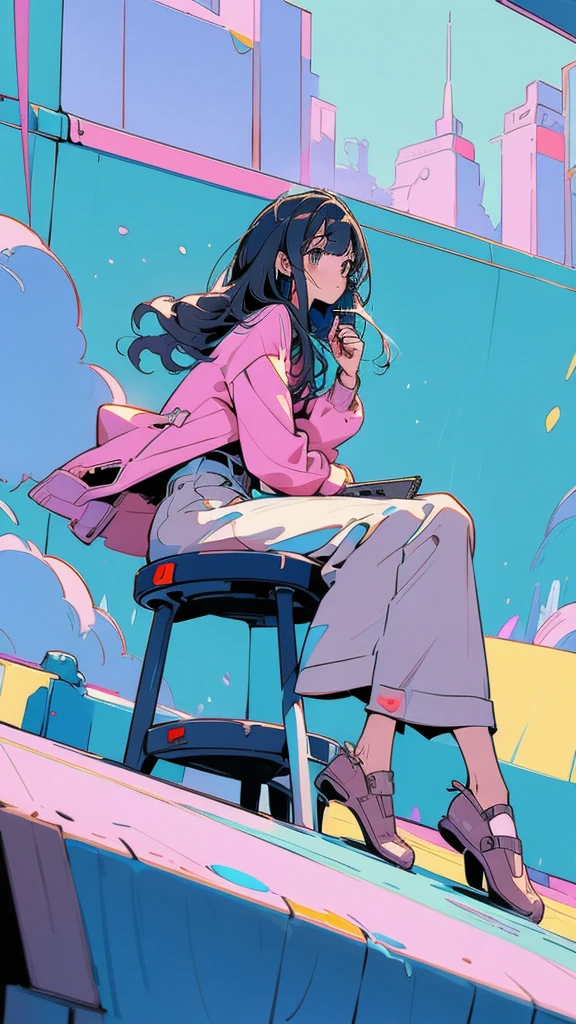 cartoon girl sitting at a desk with a laptop computer, cartoon style illustration, digital anime illustration, in the art style of bowater, in style of digital illustration, illustration style, beautiful illustration, cute detailed digital art, beautiful digital illustration, stunning art style, trending on artstration, proffesional illustration, cute digital art, procreate illustration, beautiful drawing style