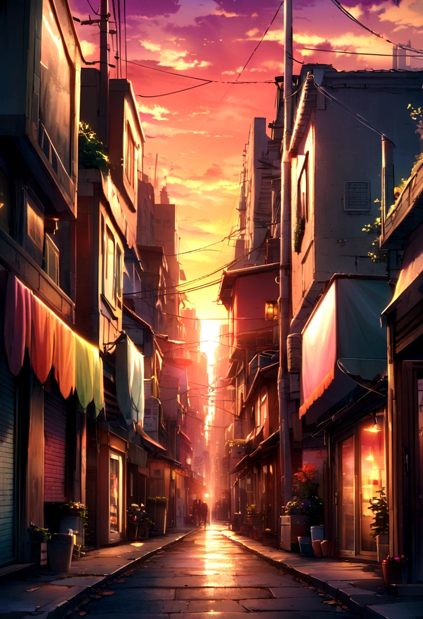 A beautiful colorful Sunset in a city